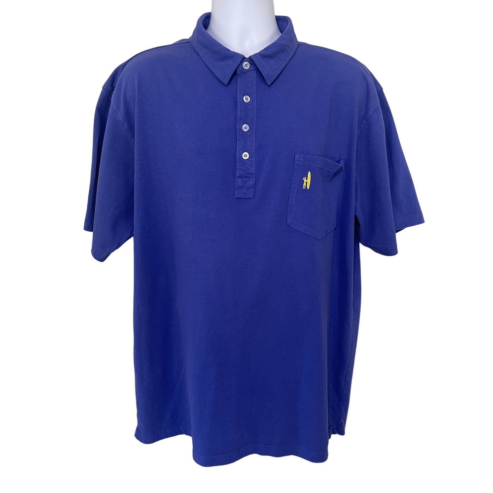 johnnie-O Mens West Coast Prep Blue Cotton Short Sleeve Surfer Logo Polo‎ XXL